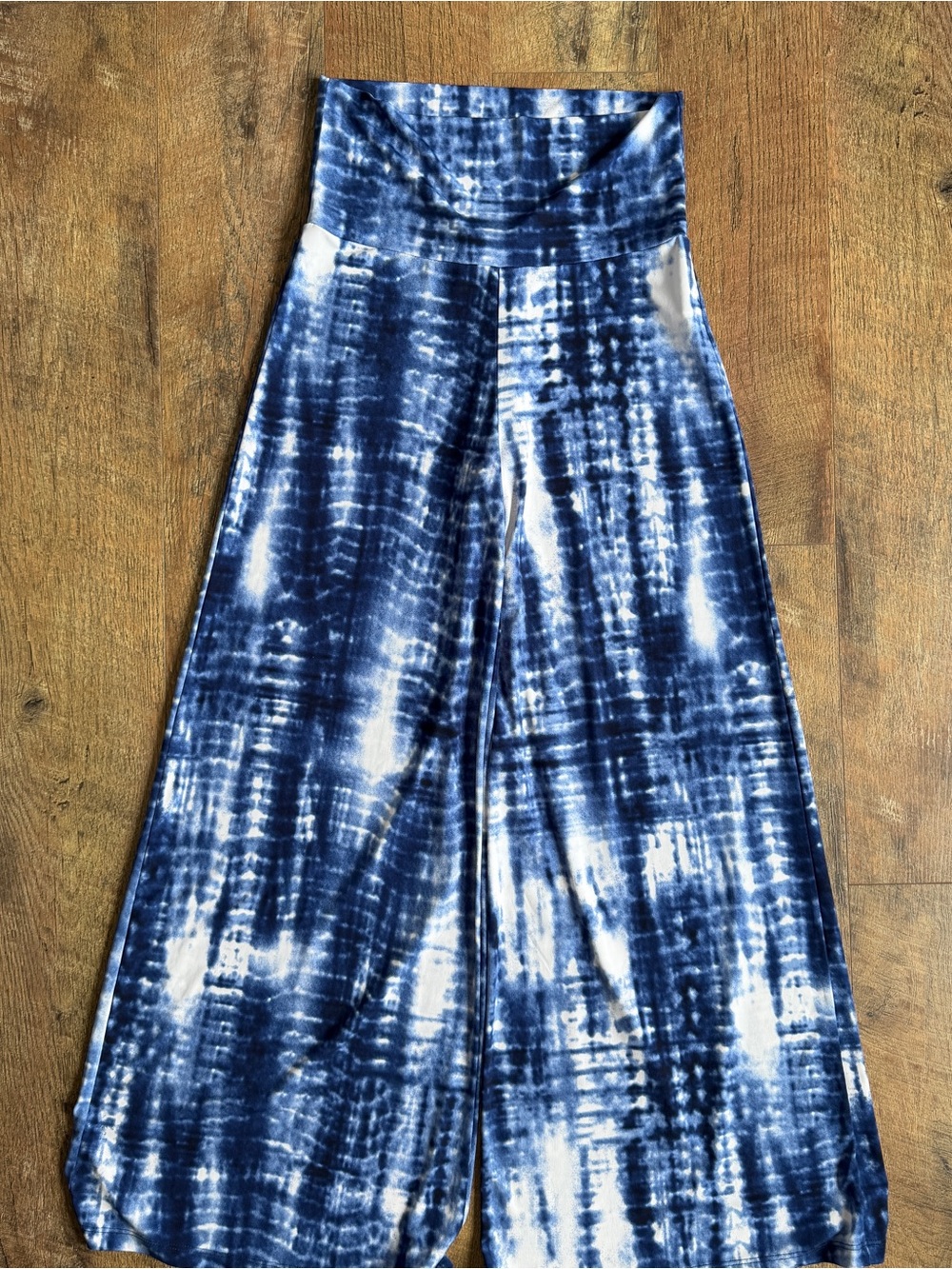 HeyHun Wide Leg Bogo Lounge Palazzo Pants Blue Tie Dye Medium
